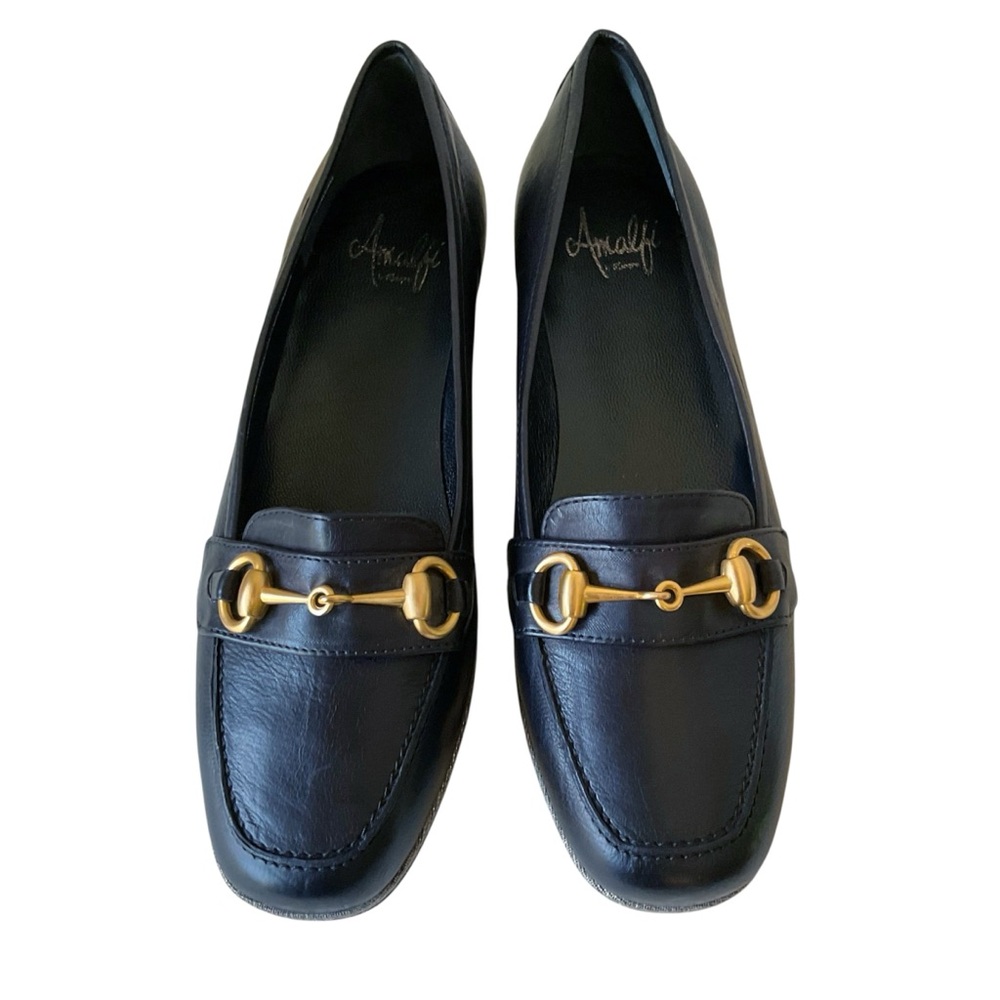 Amalfi by Rangoni Pescara Black Todi Leather Loafers Size 7.5